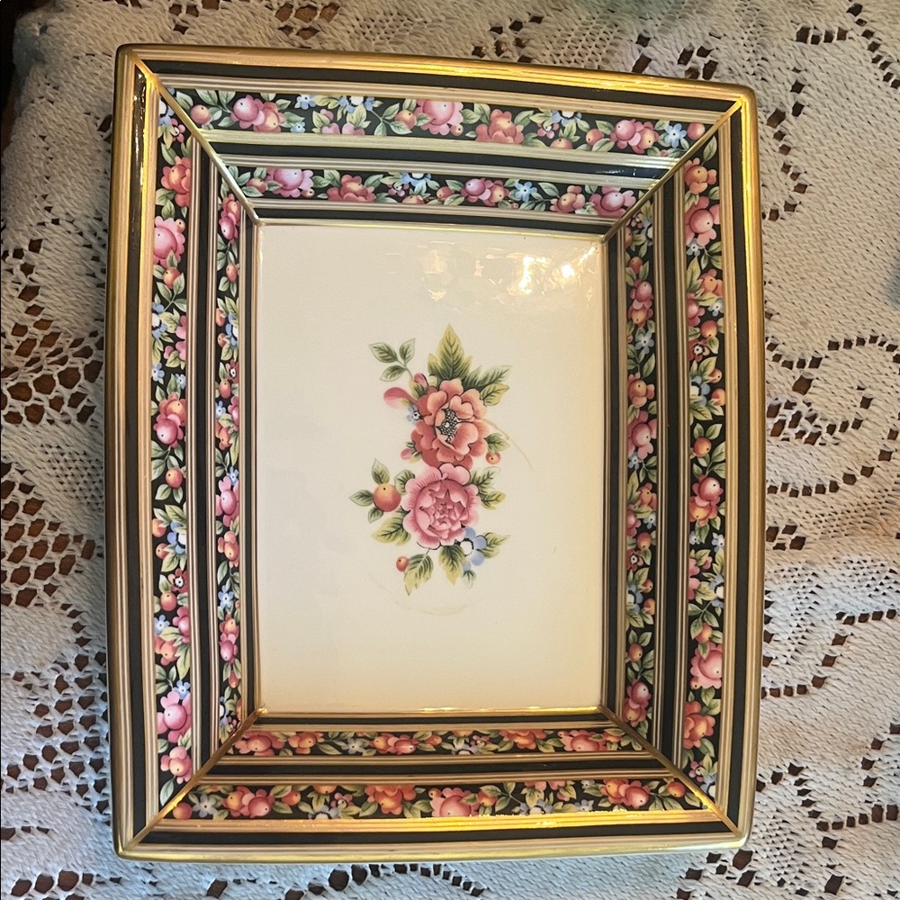 Wedgwood Floral  frame with Gold and Pink Details